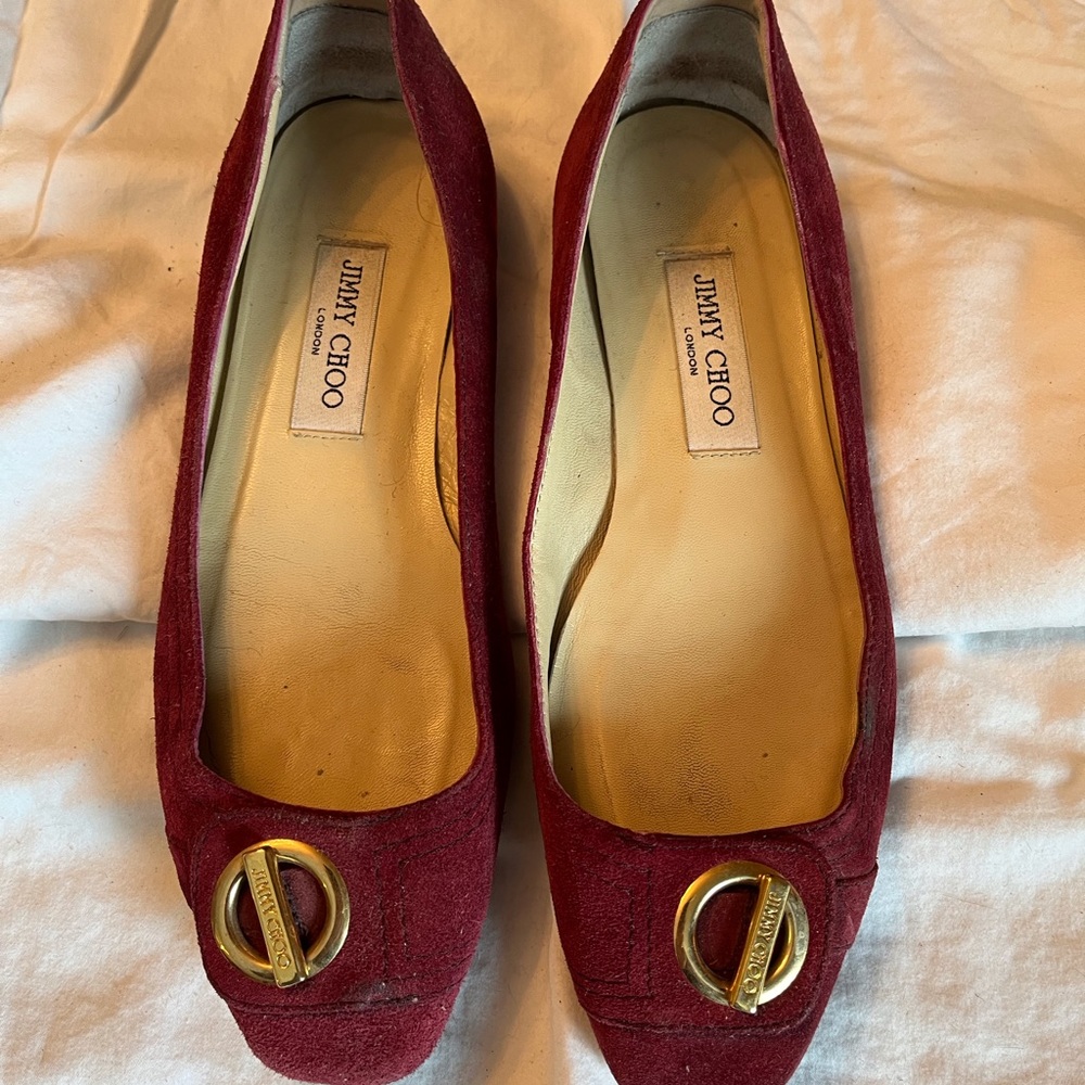 Jimmy Choo Maroon Red suede flats